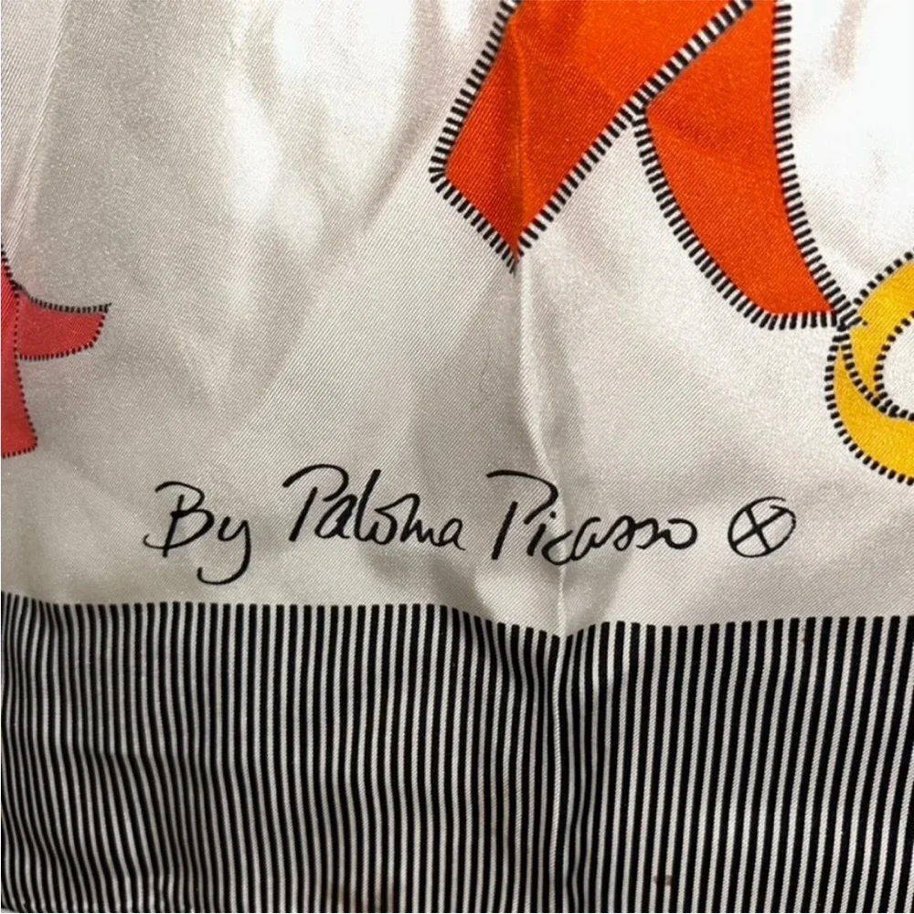 paloma picasso vintage 100% silk X's & O's kisses hugs print scarf 34